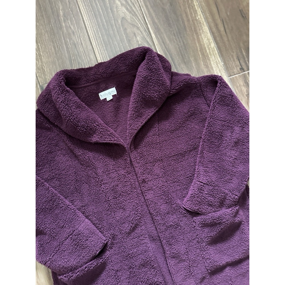 Koolaburra by UGG Womens Sherpa Fleece Open Front Cardigan Plum Purple Large